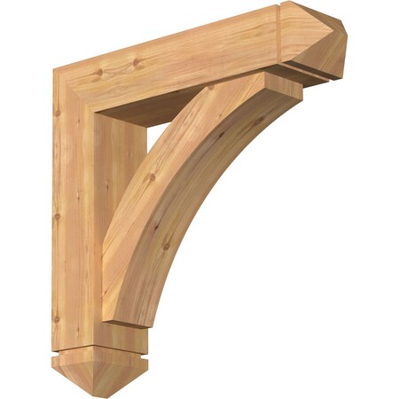 Thorton Arts And Crafts Smooth Bracket W/ Offset Brace, Western Red Cedar, 7 1/2W X 32D X 32H